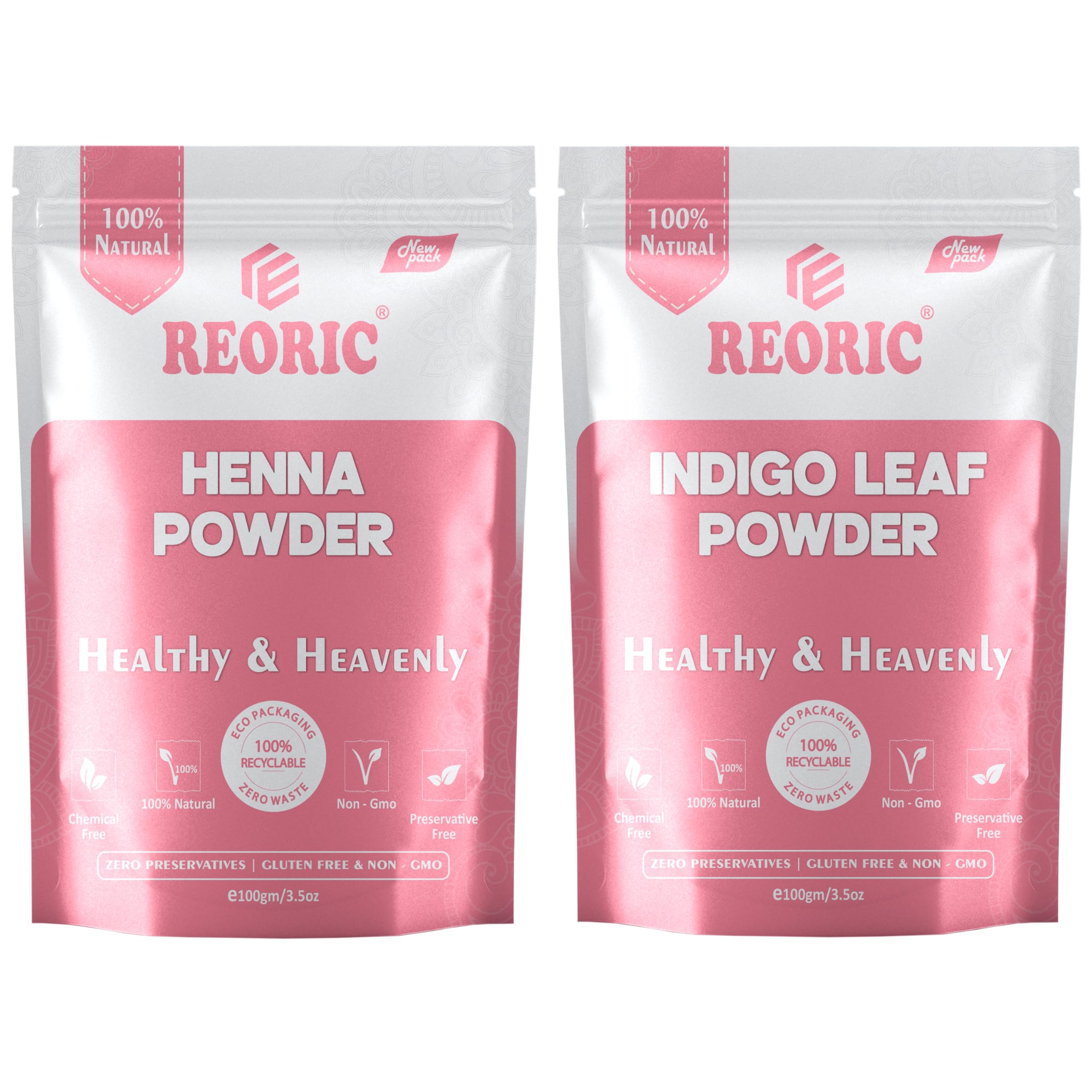 Henna Powder 100g and Indigo Leaf Powder 100g Combo for Hair Color, Conditioning & Shine - Pack of 2 (Total 200g)-image-21