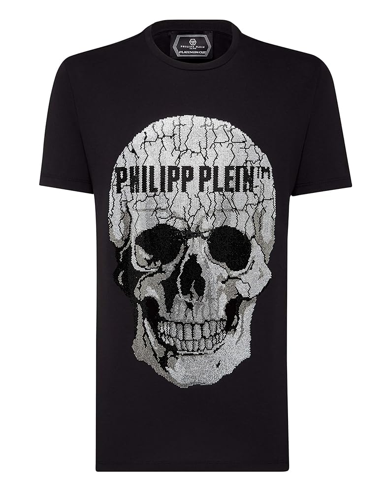 PHILIPP PLEIN スカルフリントラウントネックSS Tシャツ PHILIPP PLEIN スカルフリントラウントネックTシャツ 【関税込