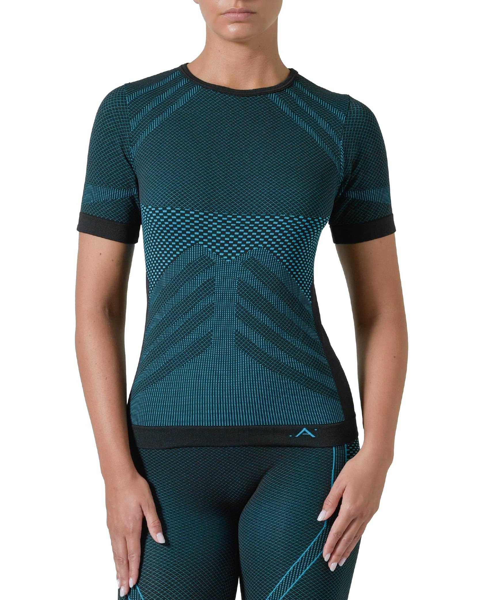 Risalti Maglia Termica Donna Manica Corta Energy - Maglia Tecnica Donna Traspirante a Compressione, Intimo Termico Senza Etichette per Sci, Trekking, Running, Ciclismo - Made in Italy