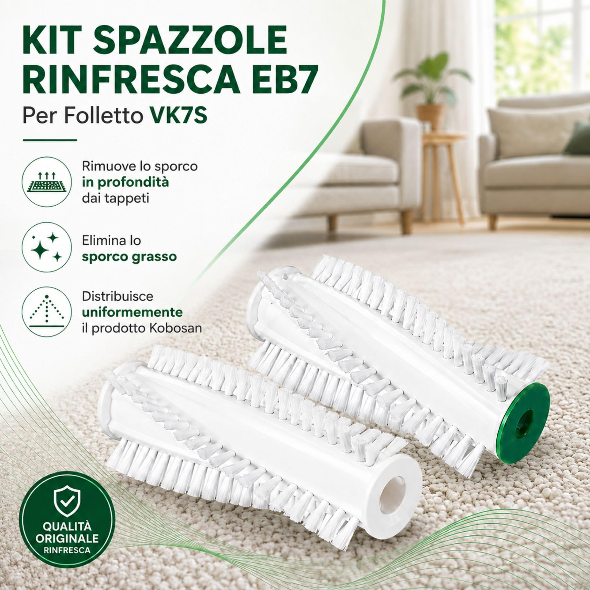 Spazzola Elettrica Multifunzione Folletto EB7s con Kobosan e Kit Spazzola