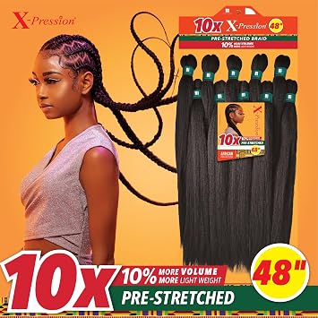 Sensationnel X-Pression Prestretched Braids-10X Braid 48in,1 JETBLACK