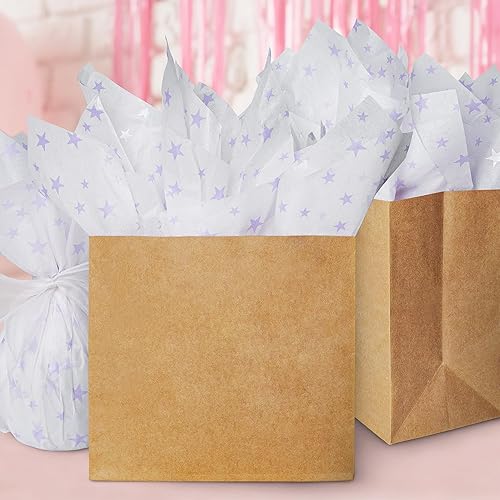 Miniatura 6 de Hi Sasara 60 hojas de papel de seda de estrellas moradas, papel de seda de estrella púrpura para bolsas de regalo, papel de regalo morado para
