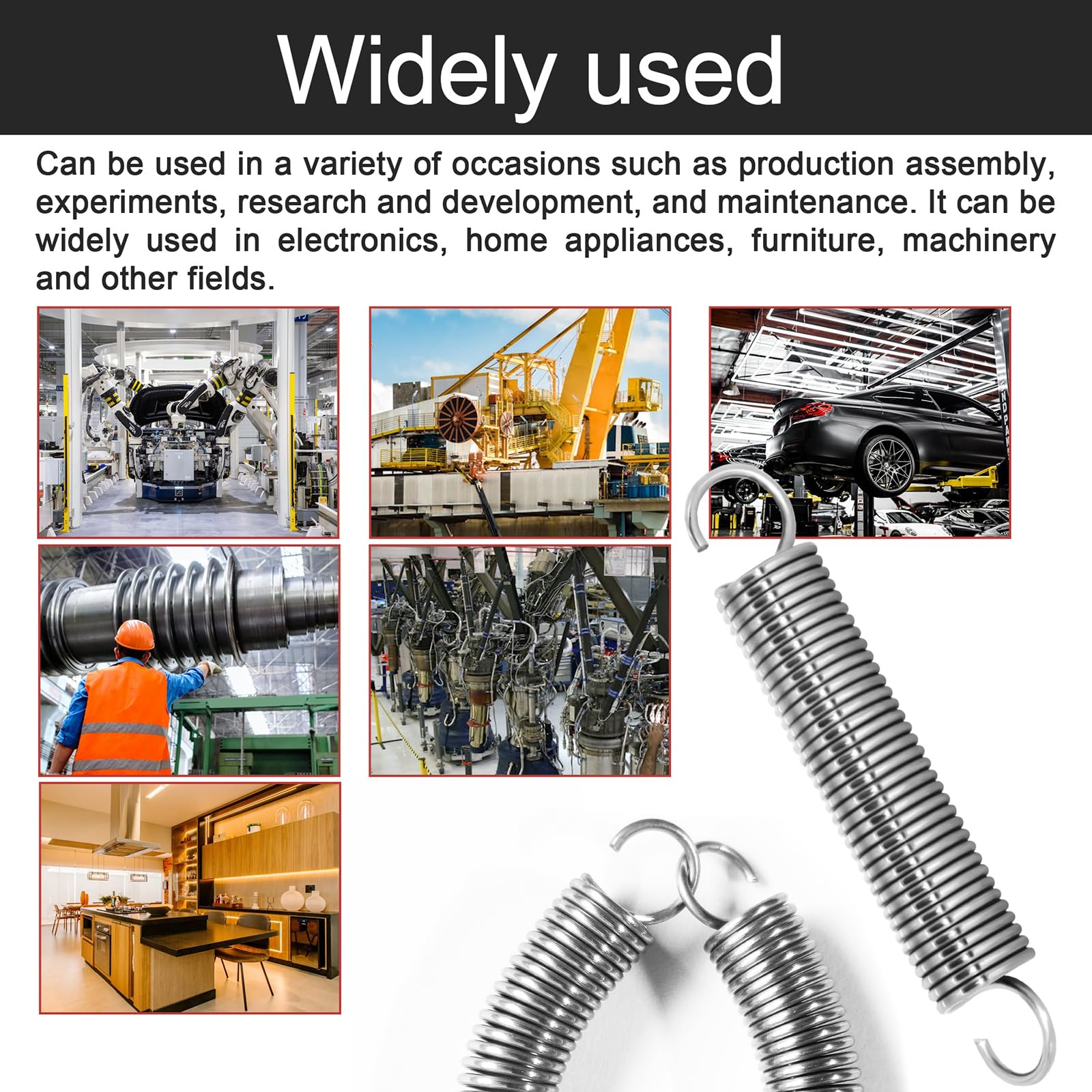 10 sztuk sprężyn naciągowych ze stali nierdzewnej z haczykami, sprężyna naciągowa 60 mm wolna długość, średnica zewnętrzna 10 mm, średnica drutu 1,2 mm, maksymalna siła ciągnąca 3,3 kg – 1,2