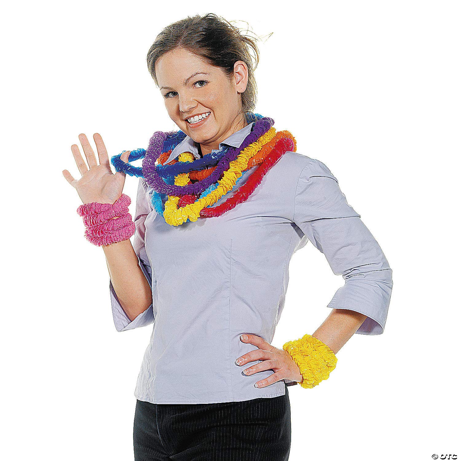 Fun Express Bulk Lei Flower Necklace Assortment -100 Pack in Bright Colors - Summer, Luau, Tiki, Pool Party and Wedding Supplies