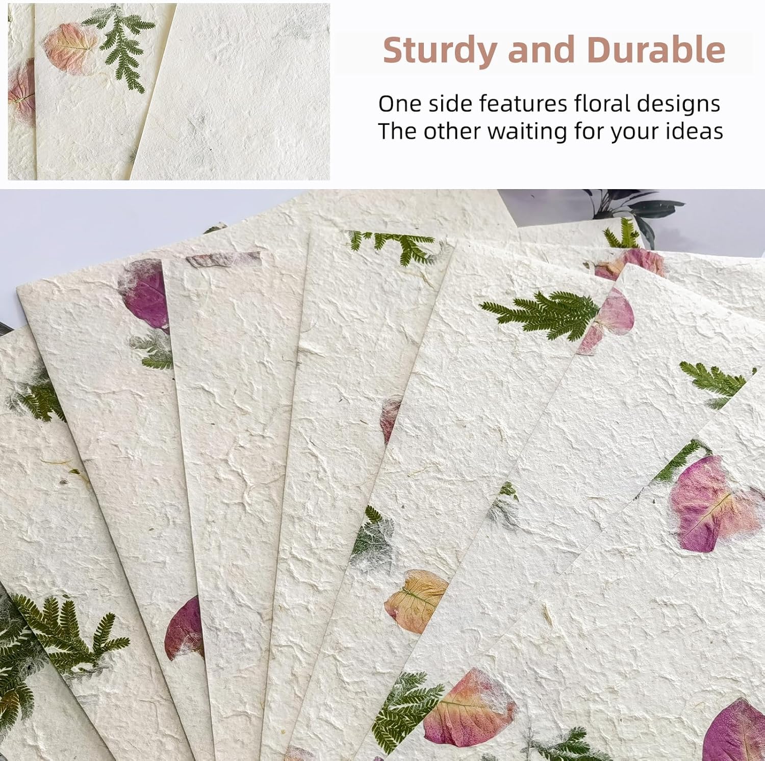 ANXINZENITH Handmade Botanical Craft Paper - 10 Sheets 15x22 Inch Acid-Free Art Paper for Watercolor,Wedding Invites,Scrapbooking - Vintage Textured Designs for DIY,Gift Wrapping & Cultural Projects
