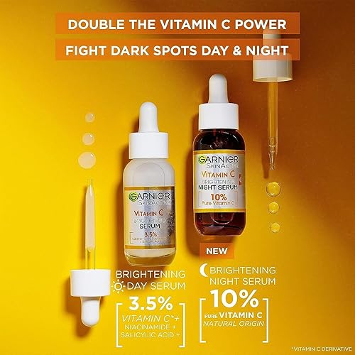 Miniatura 3 de Garnier Serum de noche dirigido antimanchas oscuras para cara, con 10% de vitamina C pura y ácido hialurónico, antipigmentación y opacidad, para