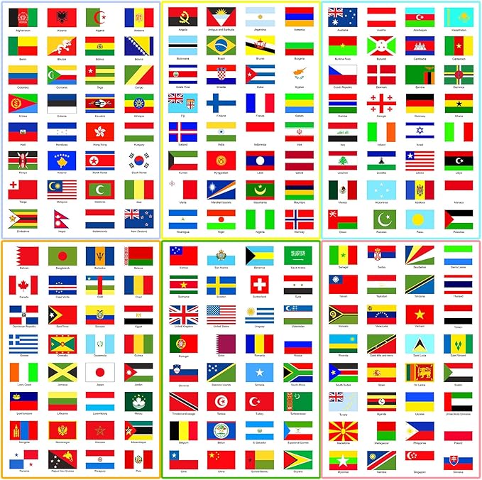 Spakon 960 Pieces Multicolor World Flag Stickers (192