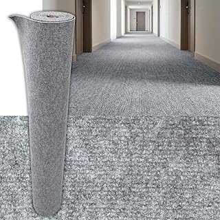 Selbstklebender Teppichboden 6 m² – 120×500 cm Teppich Rolle, 5 mm stark, geruchslos, schnell verlegbar, Bodenbelag für Wohnzimmer, Büro, Kinderzimmer (Hellgrau SXP-TWDT-006, 6m²)