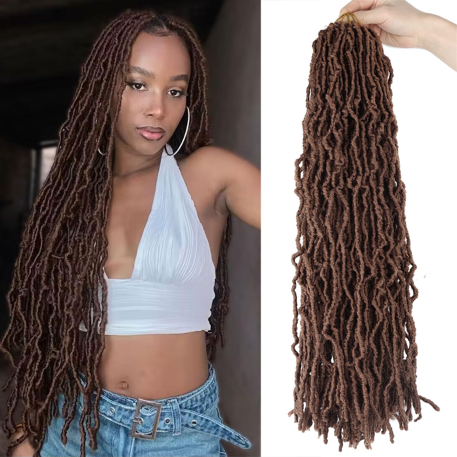 LMZIM 7 Packs Faux Locs Crochet Hair Pre Looped 26 Inch New Soft Locs Crochet Braids Goddess Locs Crochet Hair For Black Women Synthetic Hair