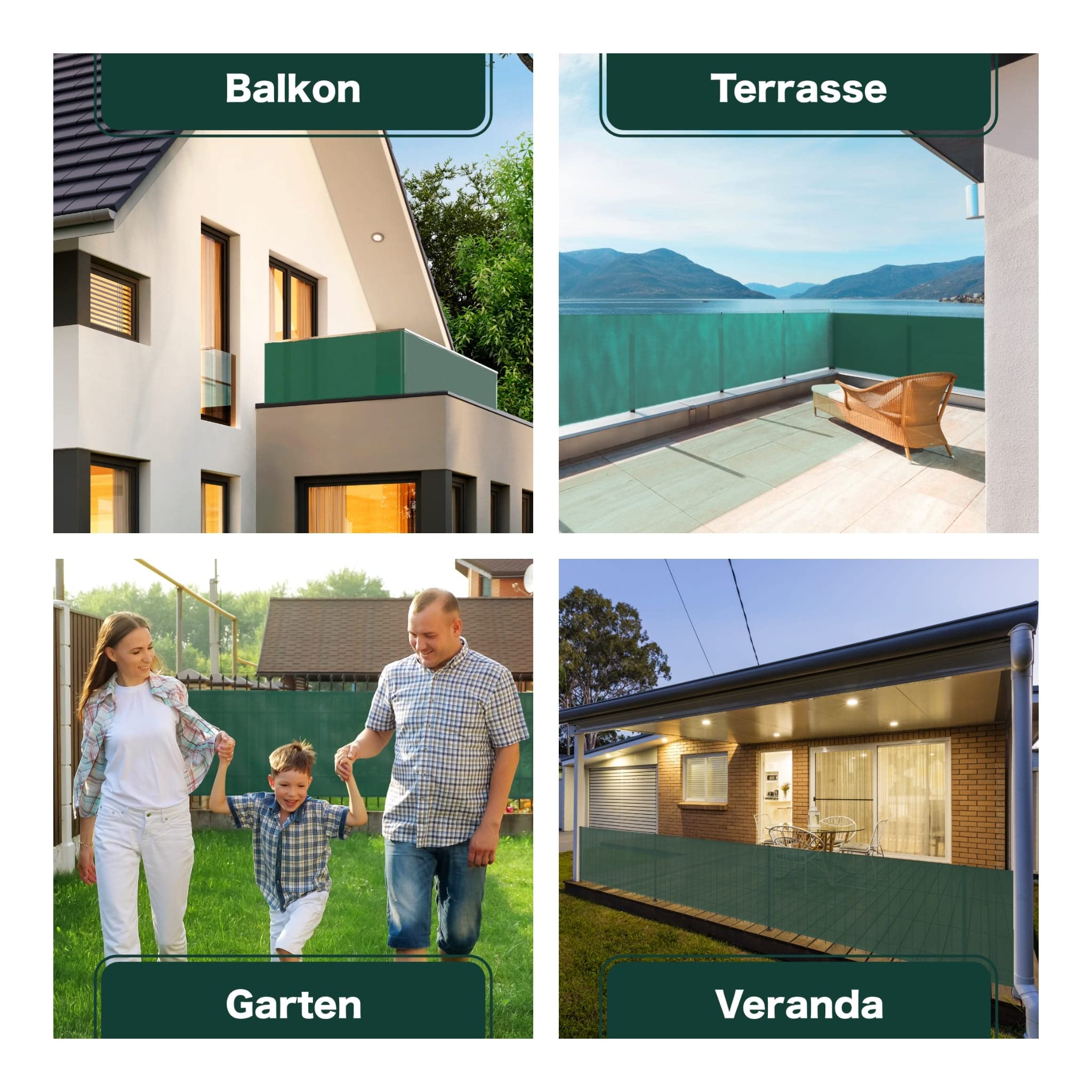 Zaun und Balkon Sichtschutz, 1,20 x 10 m, Bauzaun, Balkongeländer, Balkonschutz, Garten Windschutz, inklusive Kabelbinder, 150g/m², Verschiedene Abmessungen