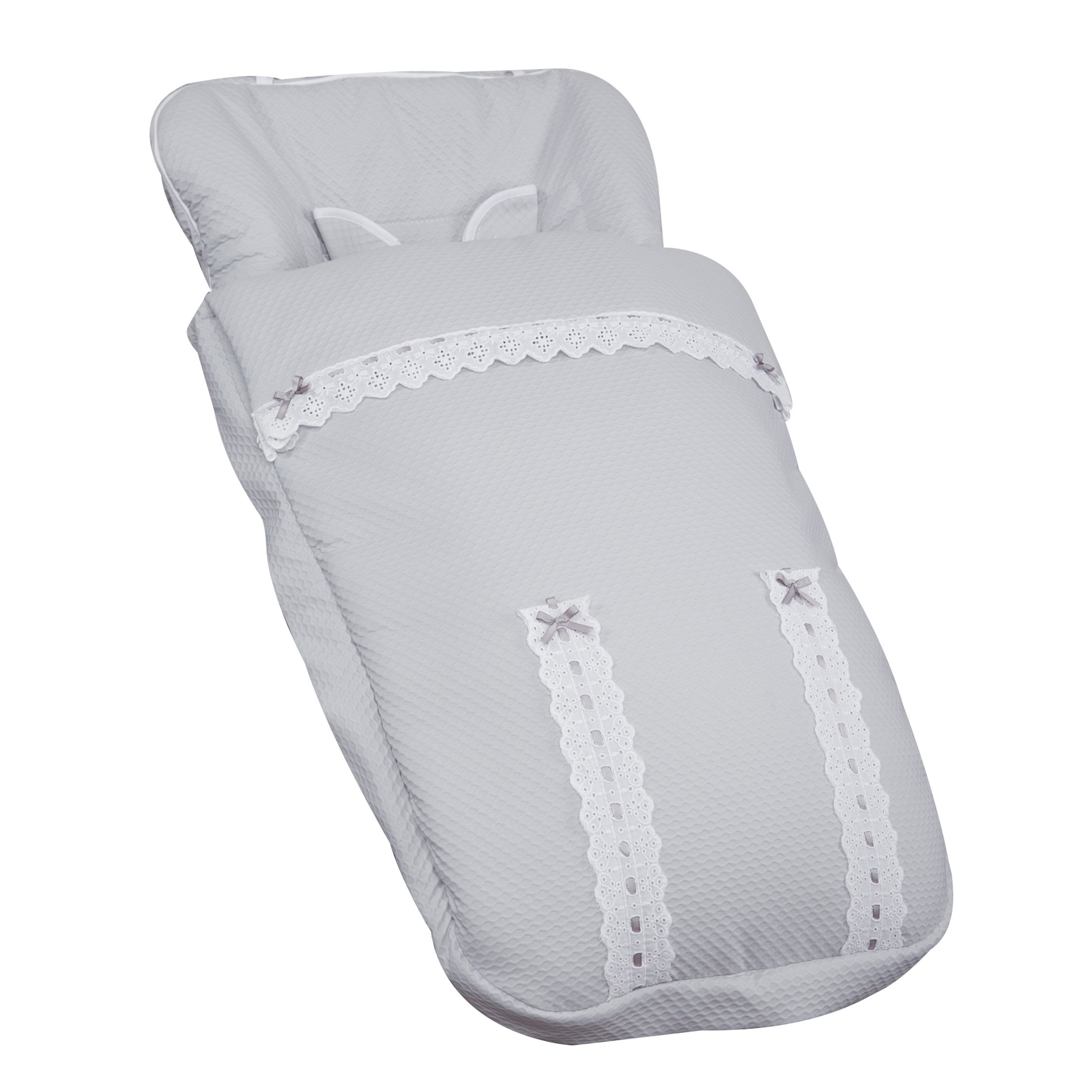 Saco de Bebé Universal Silla PIQUÉ ALTA GAMA GRIS + Cubre Arnés de regalo, desmontable, tejido trasero 3D