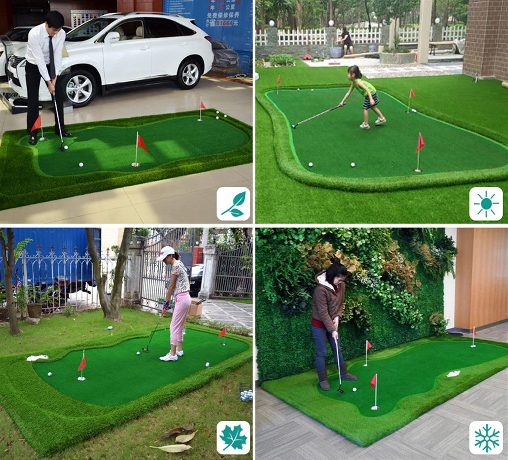 Tapete para Putting de Golf Tapete para Putting de Golf Grande de 3 m/4 m, tapete de Golf de césped Artificial para jardín/Oficina/Sala de Estar, tapete de Entrenamiento para Putting de Golf