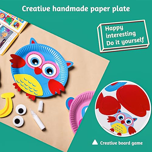 Miniatura 3 de inheming 50 platos de papel coloridos para recuerdos de fiesta de niños, 5 colores, divertidos proyectos de manualidades de papel artístico,