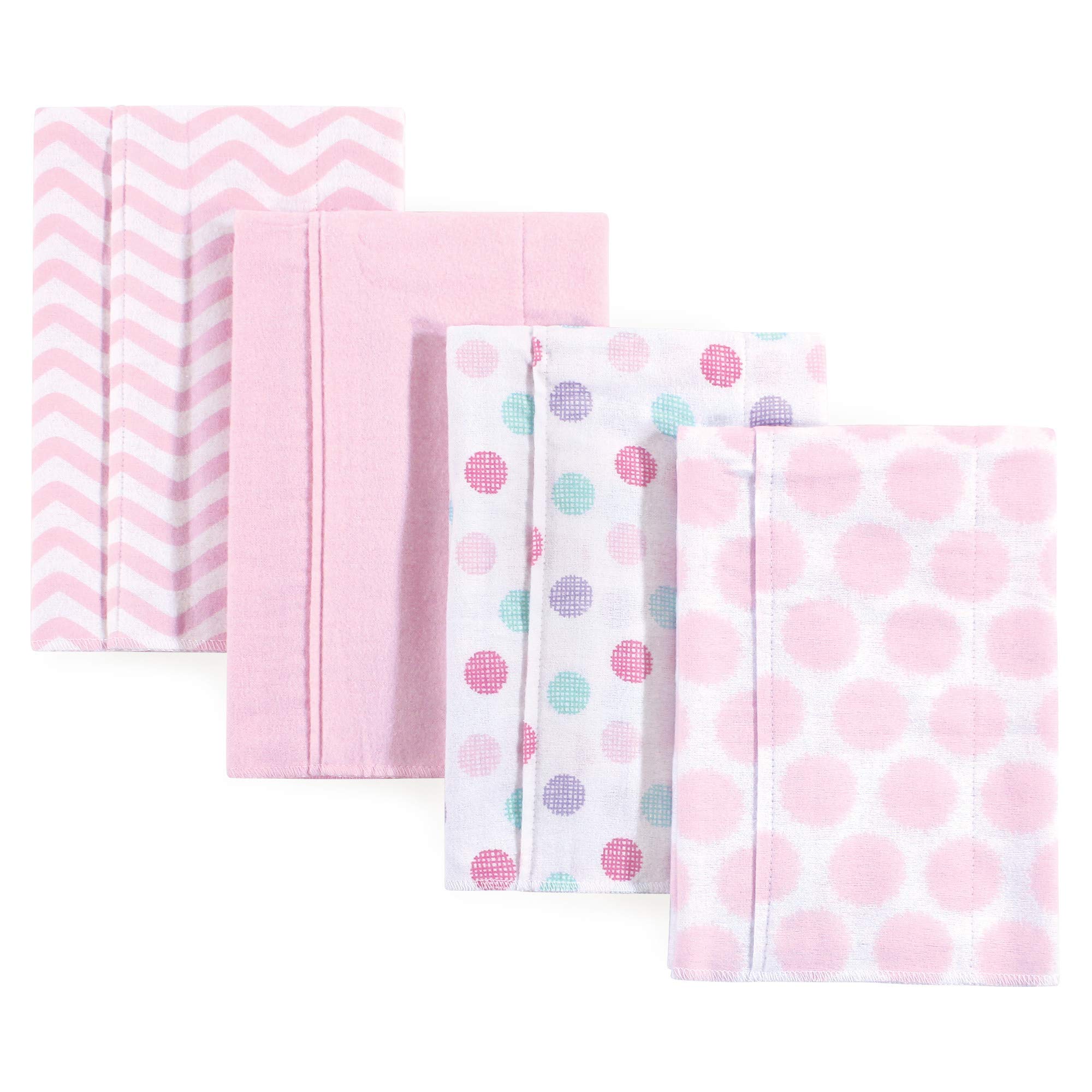 Luvable Friends Unisex Baby Cotton Flannel Burp Cloths, Pink Dots Chevron, One Size