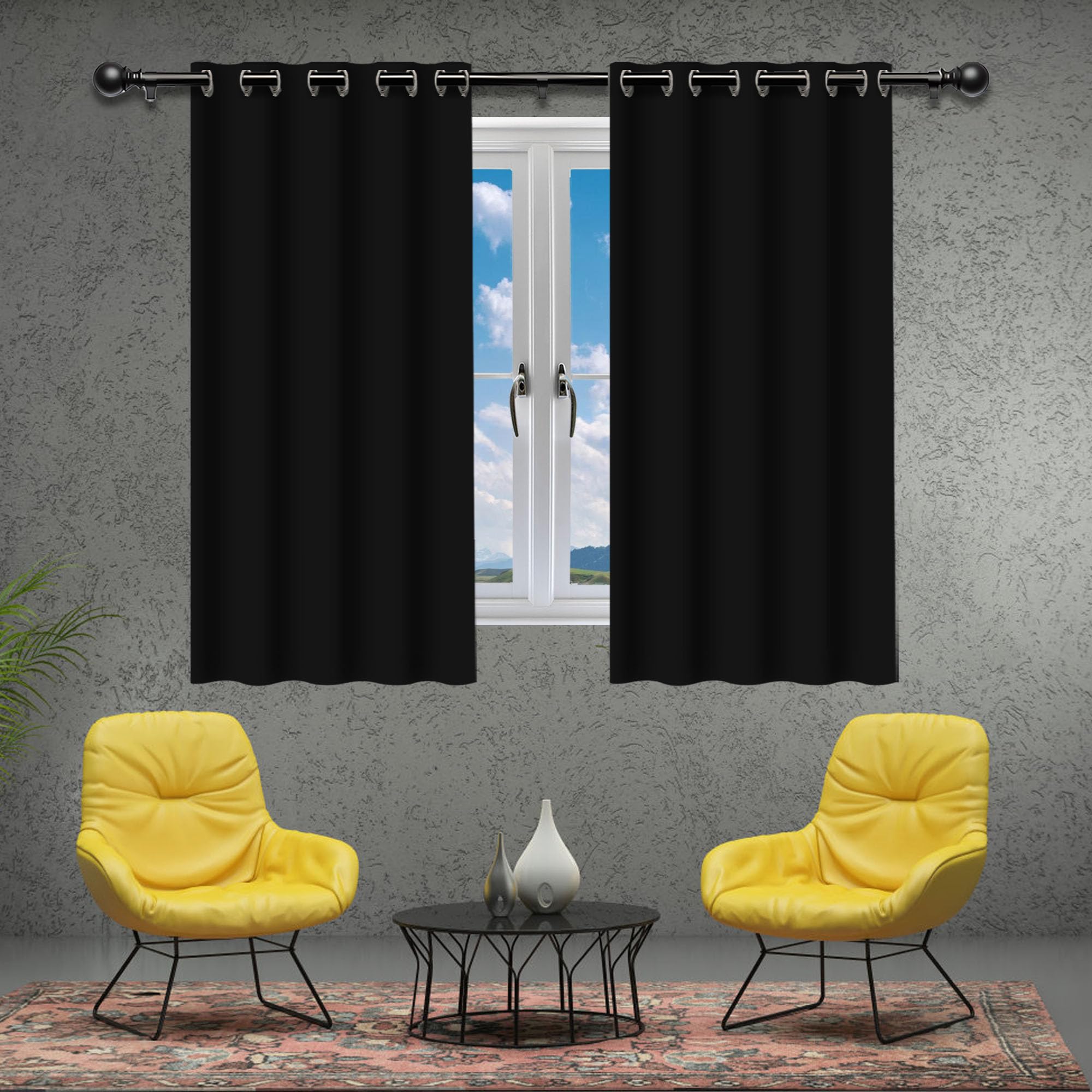 Rideau occultant thermique 210 x 280 cm isolant anti-froid cuisine noir