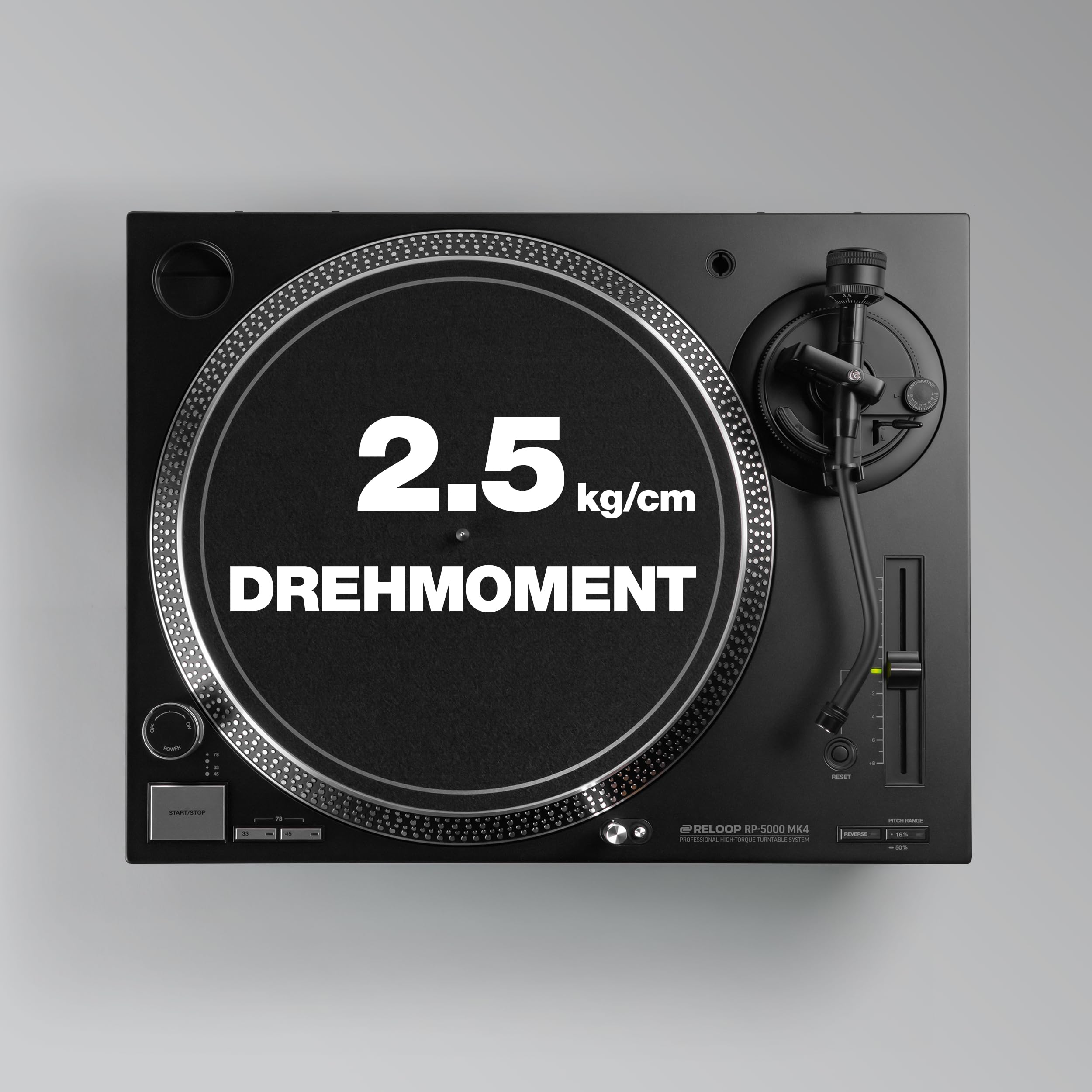 Reloop RP-5000 MK4 - High-Torque Next Evolution Plattenspieler mit Direktantrieb, konzipiert für den professionellen Einsatz und mit hoher Langlebigkeit, Black