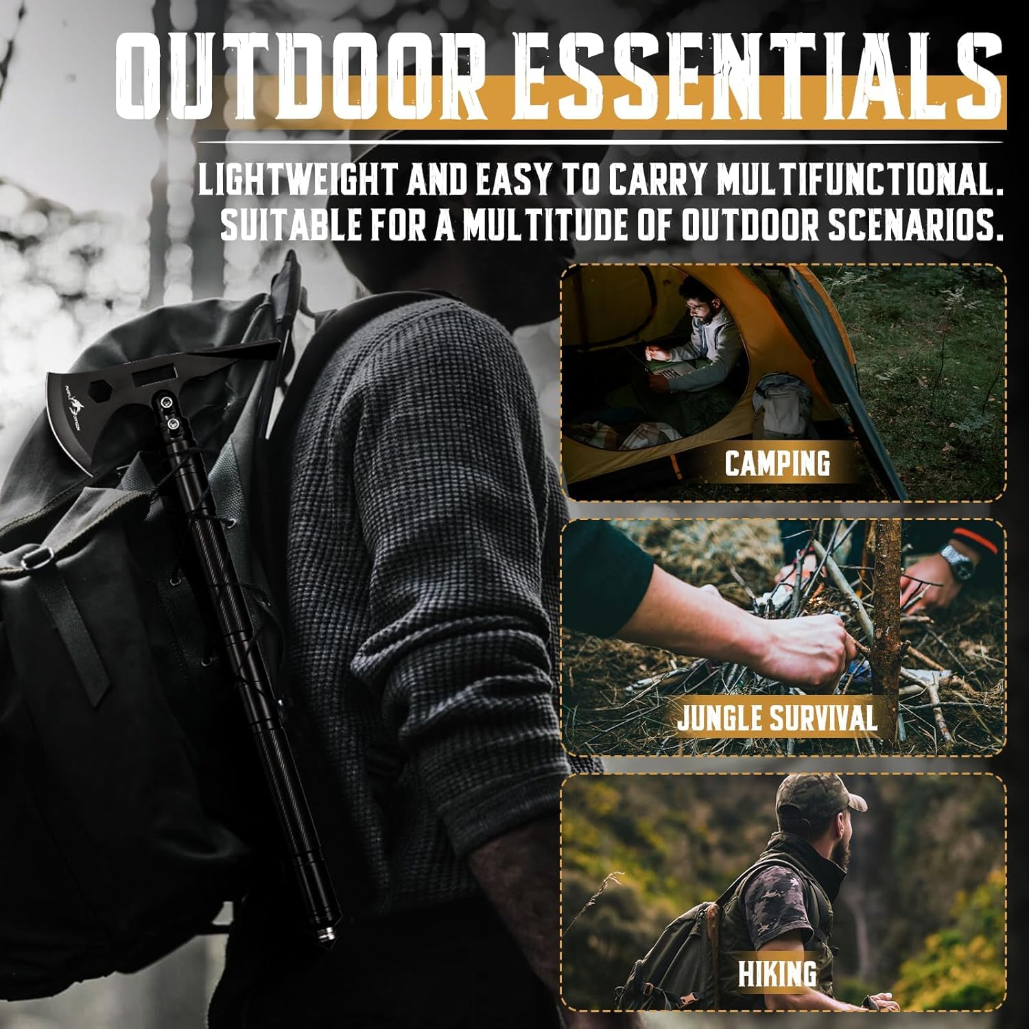 Purple Dragon Hatchet Axe, Multi-Tool Camping Axes with Pick, High Carbon Steel Outdoor Hatchets for Camping, Portable Axe Backpaging Survival Hatchet for Emergency, Christmas Gifts for Men