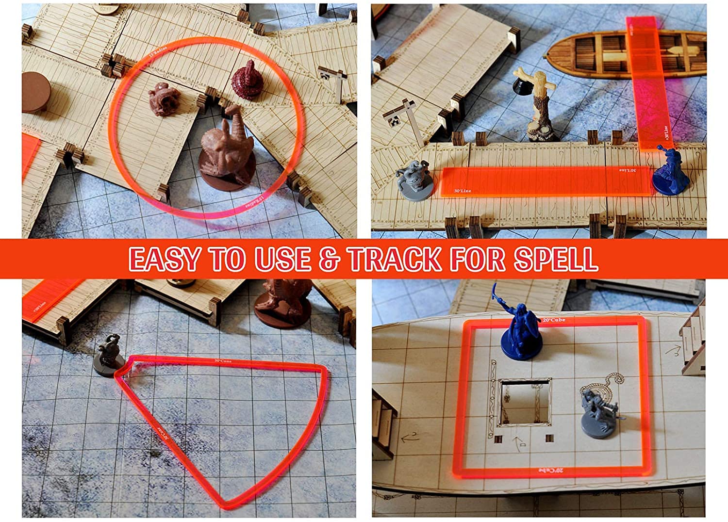 Sintuff Zaubervorlagen Set - 15 Stück AOE Schablonen | Für RPG & Pen&Paper