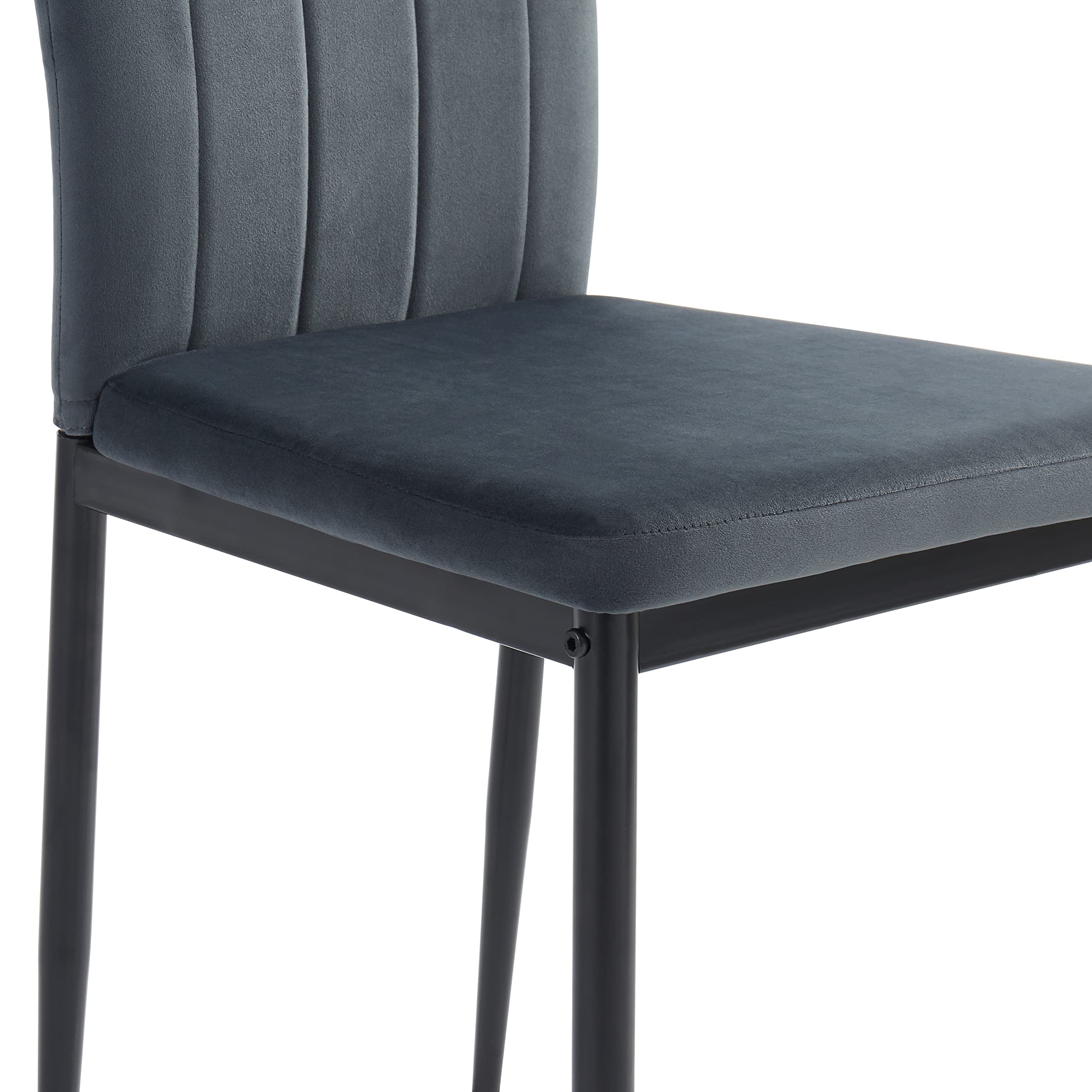 BAÏTA - Sedie Poppy Velluto Grigio Antracite Set di 4