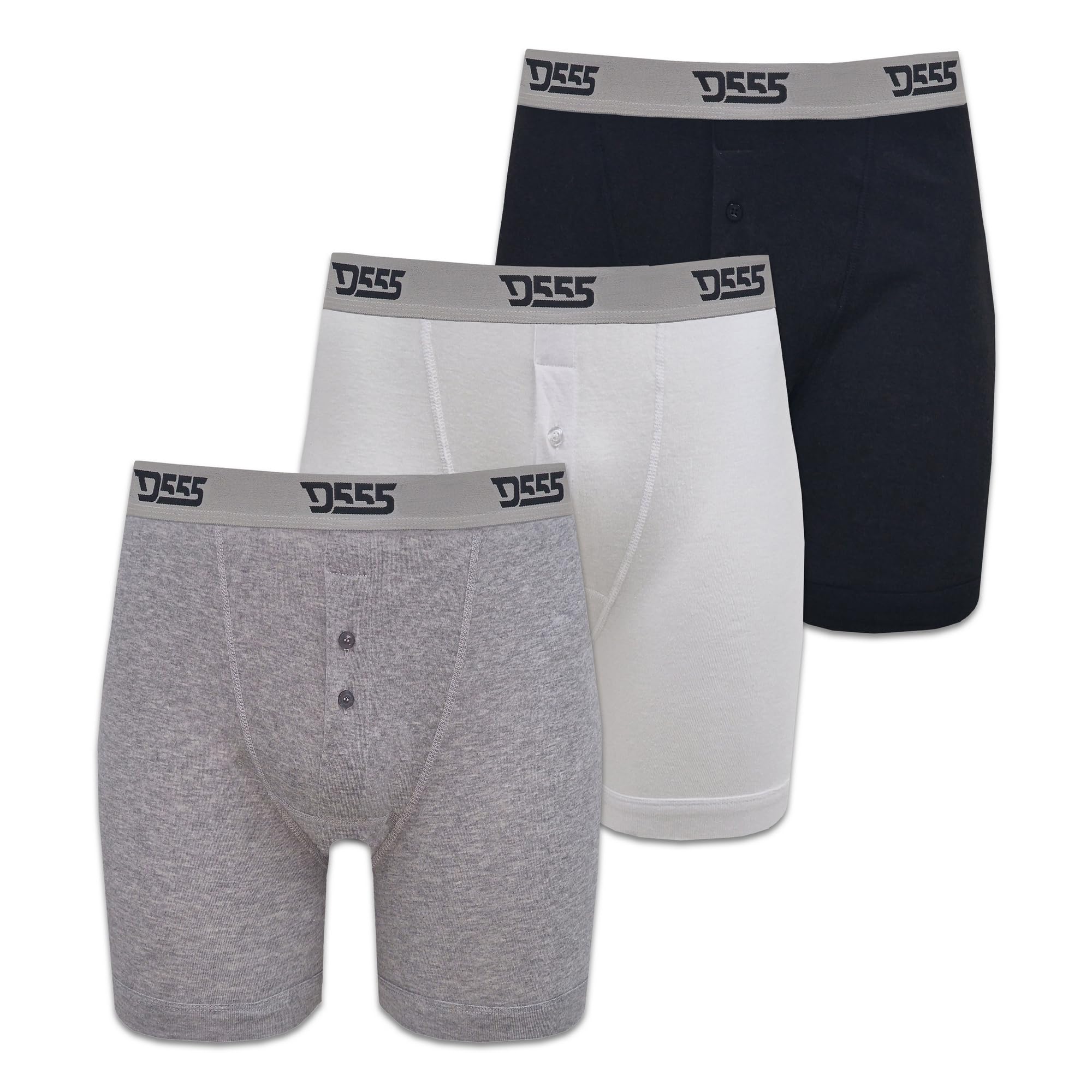 Duke Men's Black/Grey/Navy London Driver Boxer Shorts (Pack Of 3) ) (//White) Xxl
