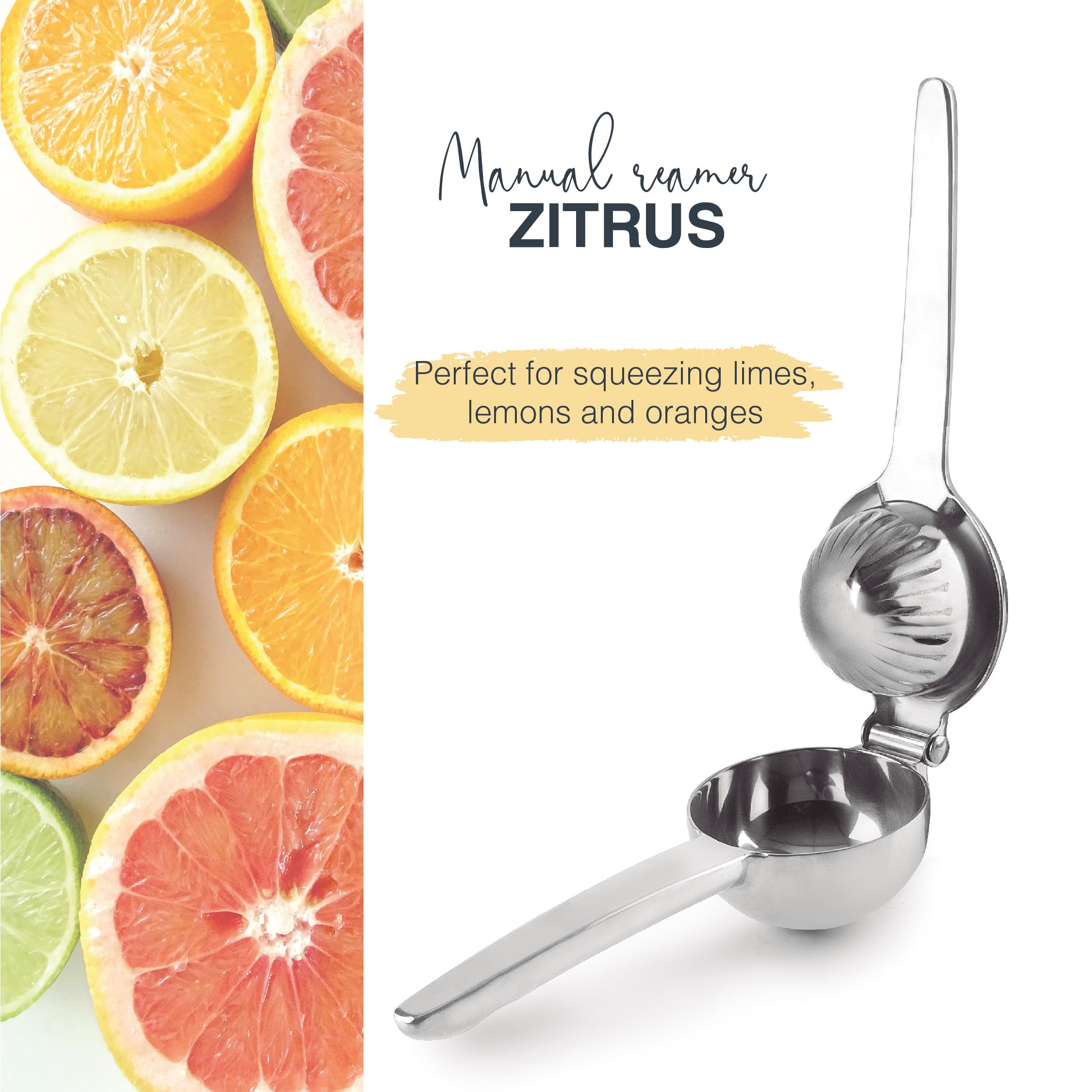 Spremiagrumi Manuale In Acciaio Inox - Per Lime E Agrumi - Con Impugnatura In Silicone Nero - Foto 12