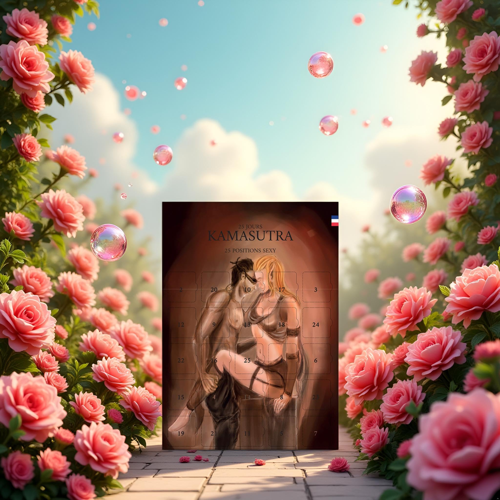 Pack de 2 Calendriers Couple A3 | 25 Jeux Coquins Sexy Illustrés + 25 Positions Kamasutra | Cartes Géantes Sans Chocolat | Cadeau Romantique Noël, Saint-Valentin ou Surprise | Crochet Adhésif Inclus