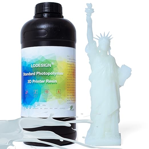 review LODESIGN 3D Printer Resin Standard Photopolymer 405nm UV-Curing Resin Low Odor Low Shrinkage High Precision Printing for LCD 3D Printers White/500g