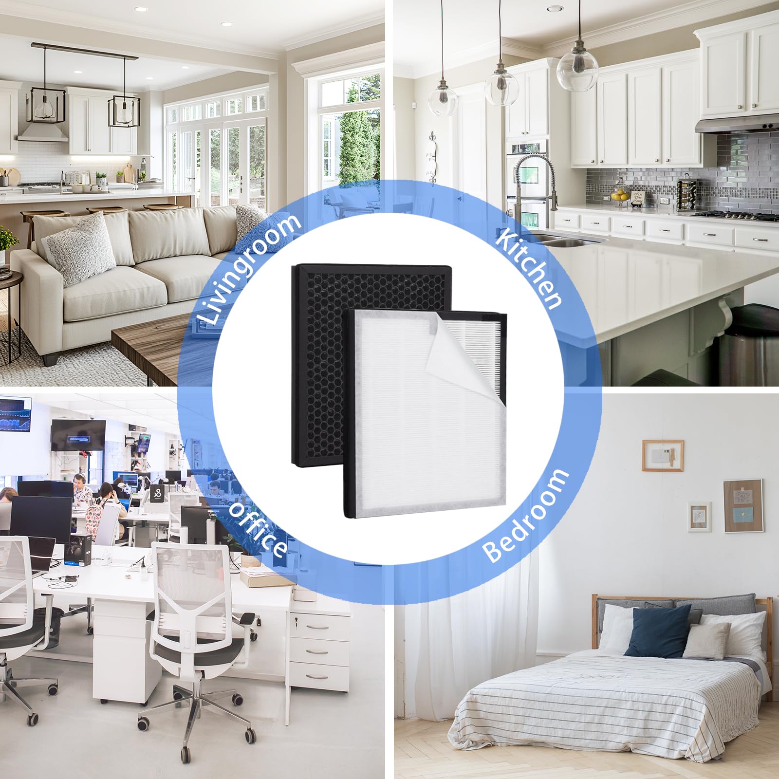 Filtro di ricambio HY4866 compatibile con purificatore d'aria MORENTO HY4866, filtro dell'aria 3 in 1 H13 HEPA filtro di ricambio per filtro HY4866, filtro ai carboni attivi (2 filtri + 4 prefiltri)