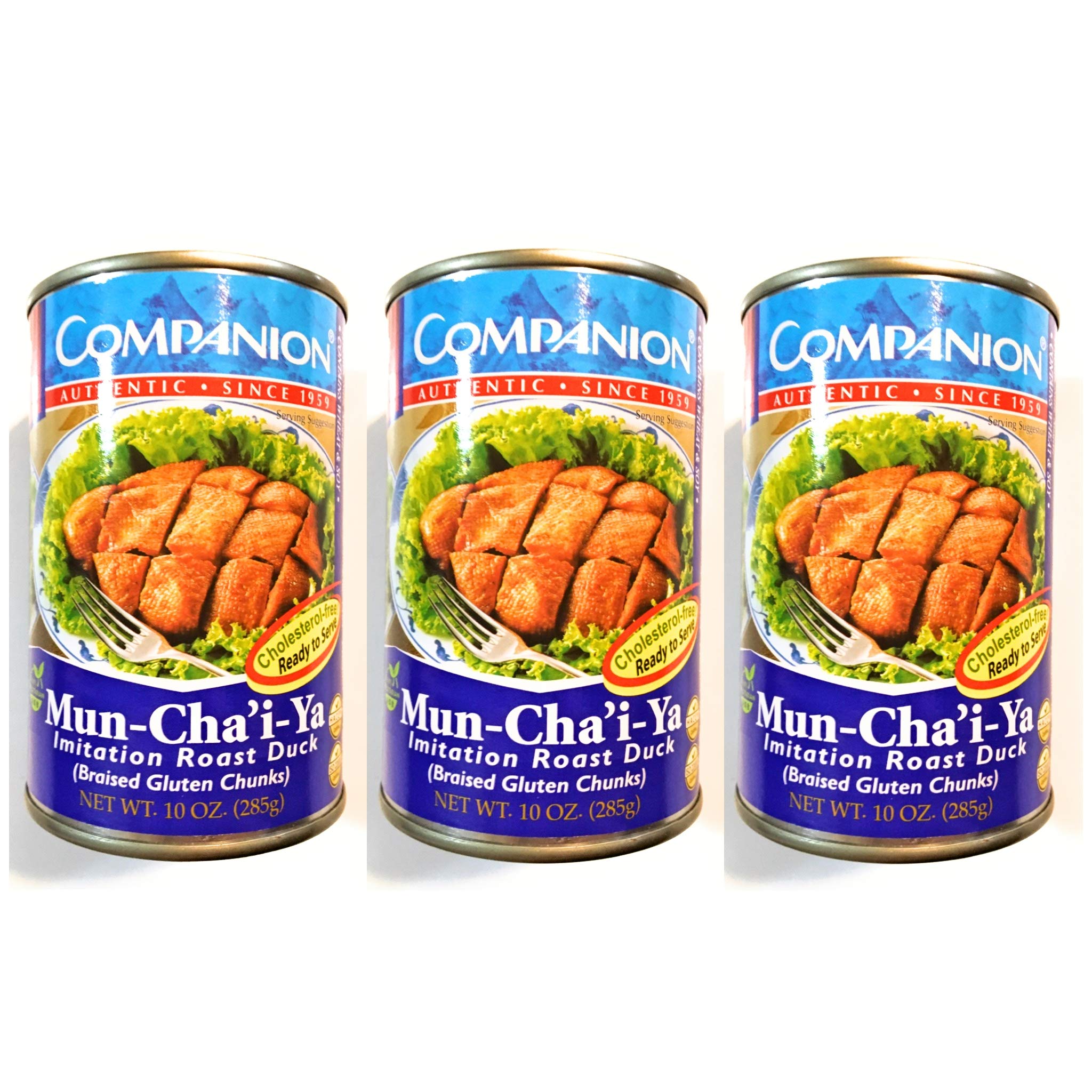 Companion 3 PACK Mun-Cha’i-Ya Imitation Roast Duck (Braised Gluten Chunks)10 Oz Each燜斋鴨