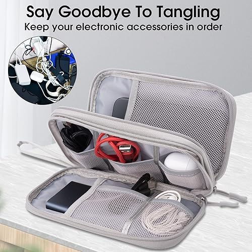 Miniatura 4 de Arae Organizador electrónico, organizador de cables de viaje, bolsa impermeable portátil de doble capa, funda de almacenamiento de accesorios