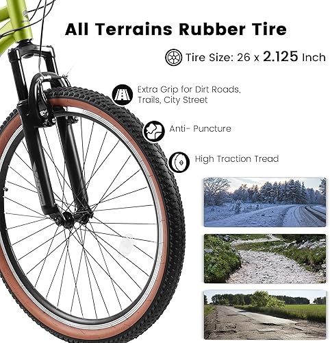 Miniatura 6 de Ecarpat - Bicicleta de montaña de 2426 pulgadas, 21 velocidades con frenos de disco de aluminiomarco de acero de alto carbono, bicicleta de montaña