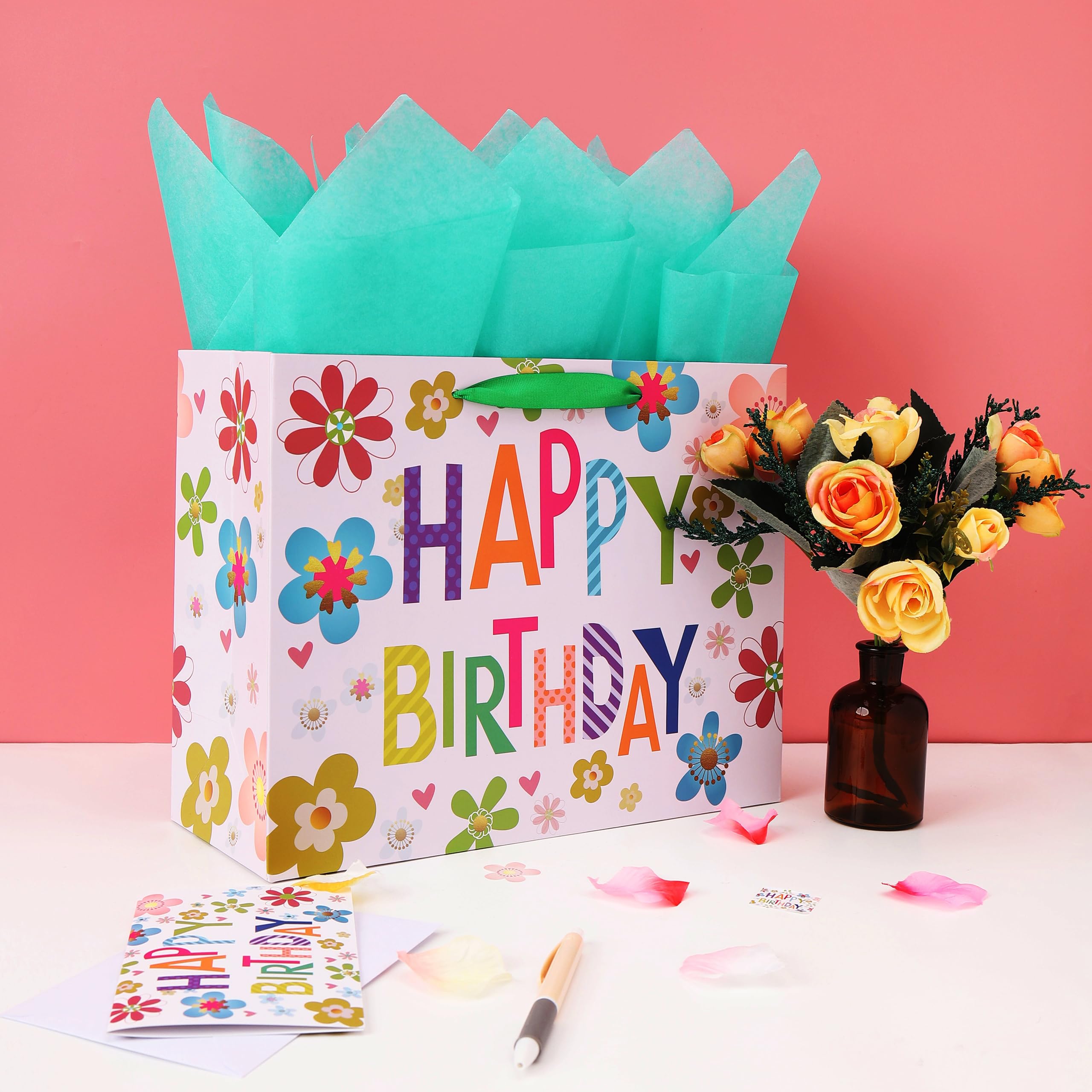 Loveinside Bolsa De Regalo Para El Día De La Madre Con Papel De Seda, Etiqueta Y Tarjeta De Felicitación Para Mamá, Cumpleaños Y Más – 16.5 X 12.5 X 5.7 Pulgadas