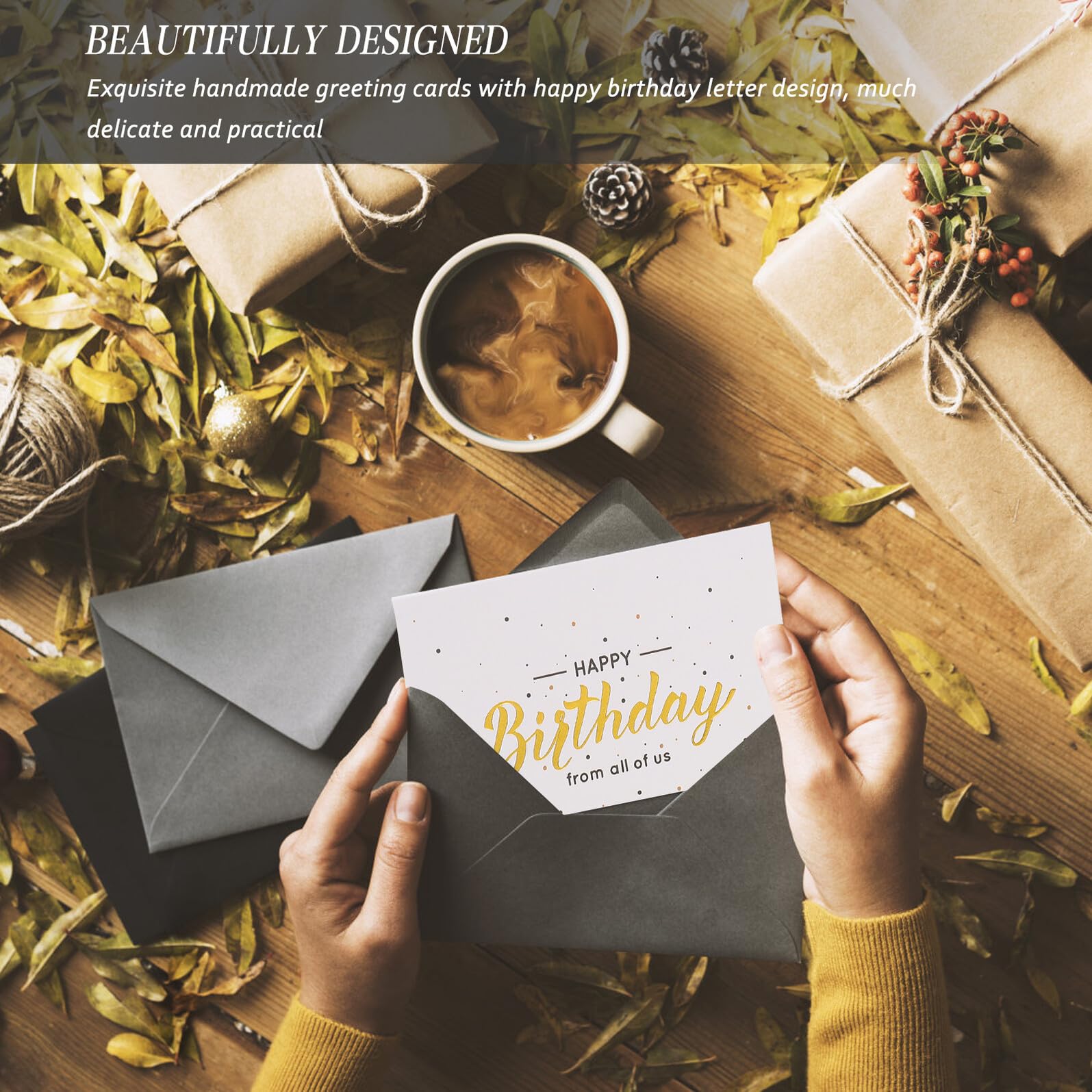COHEALI 240 Pezzi 60 Pezzi Biglietti di Auguri di Compleanno Pieghevoli Motivi Raffinati, Carta di Buona Qualità, Assortimento per Feste di Compleanno, Regali e Ringraziamenti per Amici e