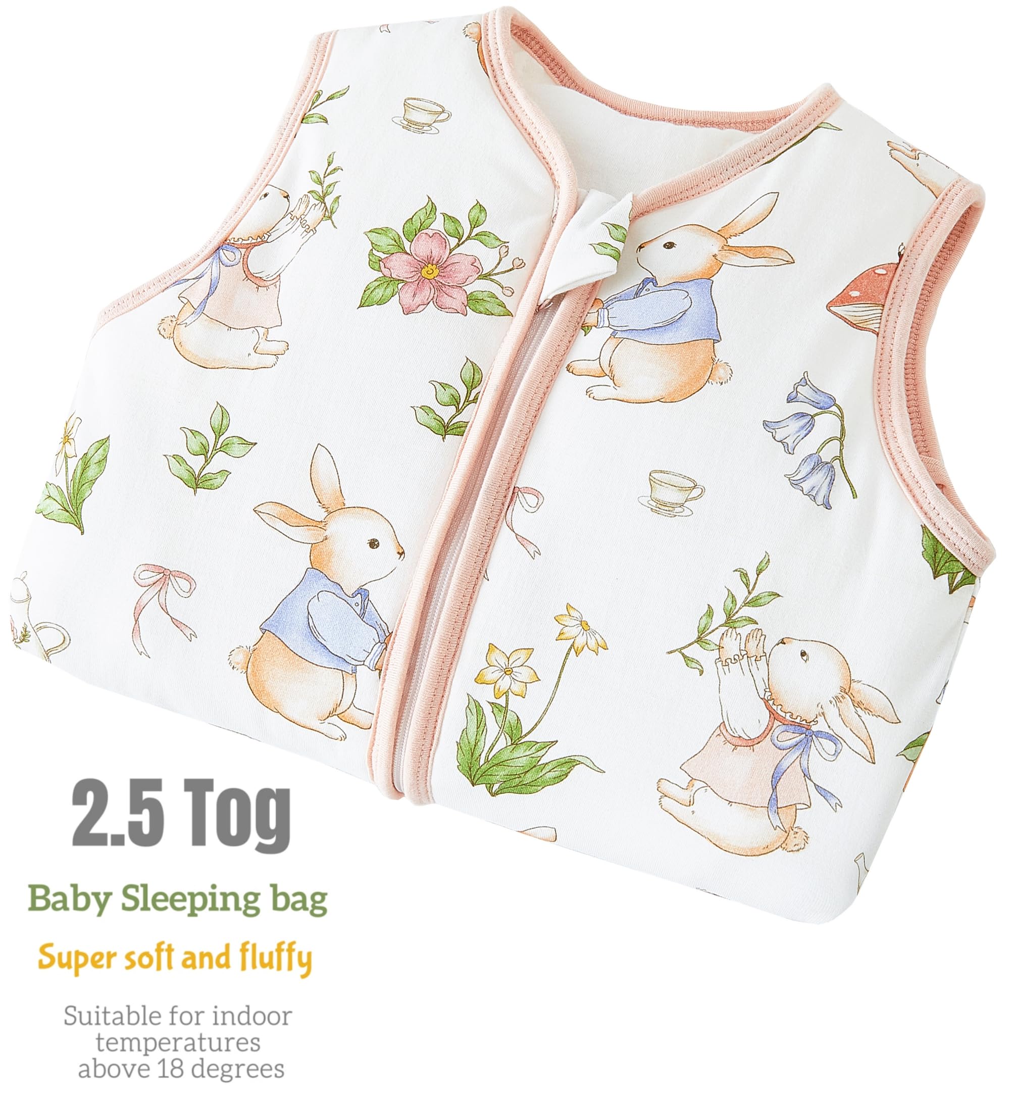 Chilsuessy Sacco nanna invernale con piedi, 2,5 Tog, sacco nanna invernale con gambe, per ragazzi e ragazze, 2,5 tog/orsetti + conigli, 70 cm, altezza bambino 80-90 cm