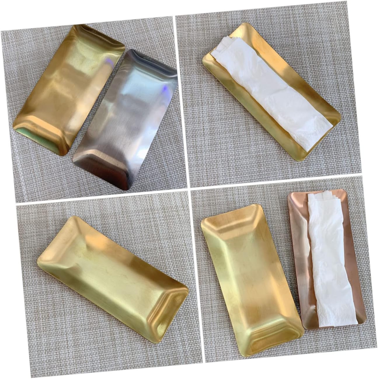 10pcs Stainless Steel Towel Tray Napkin Storage Plate for Home Restaurant and Bar Lightweight Tissue Holder for