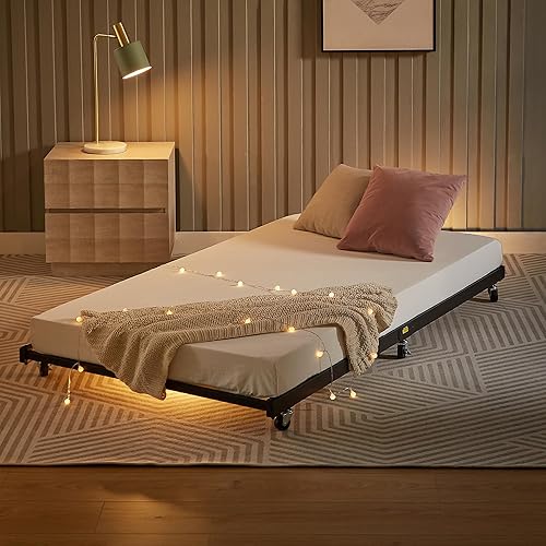 Miniatura 9 de VECELO - Marco de sofá cama de metal prémium, soporte de listones de acero, cabecera de patas fuertes, base de colchón, muebles multifuncionales