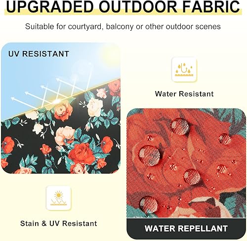 Miniatura 10 de downluxe Juego de 4 cojines para sillas de exterior para muebles de patio, cojines cuadrados impermeables para sillas de patio con lazos, cojín de