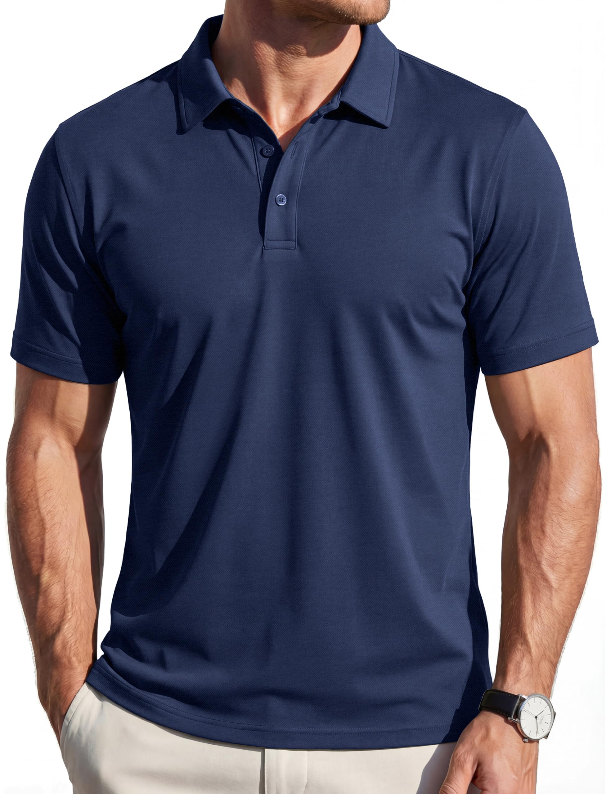 EKLENTSON Poloshirt Herren Kurzarm Atmungsaktiv Golf Shirt Sommer Baumwolle Business Casual Polo