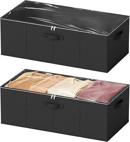 SpaceAid Paquete de 2 contenedores de almacenamiento de 10 pulgadas de alto debajo de la cama, cubos organizadores de almacenamiento grandes debajo