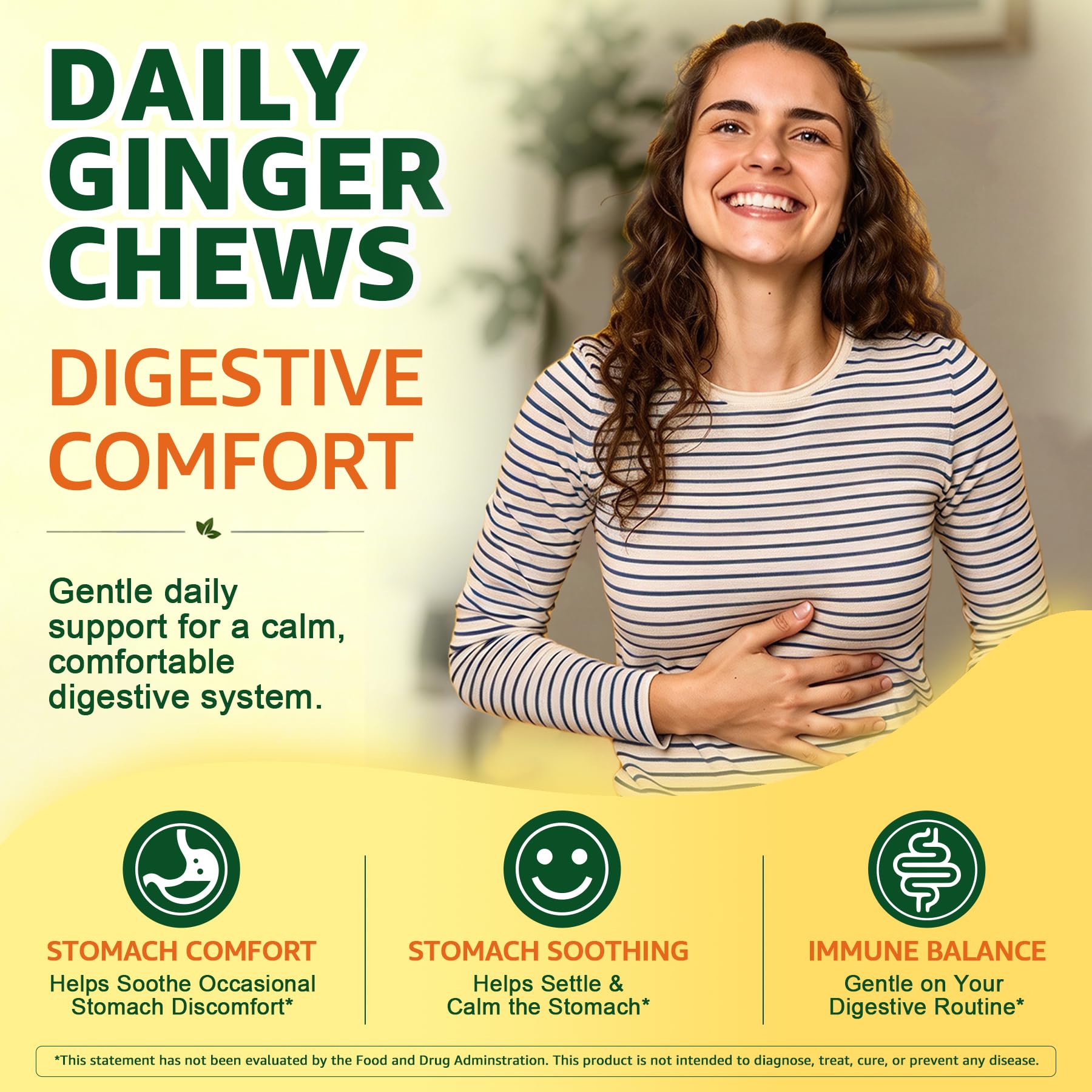 Ginger Chews Gummies Supplement for Women & Men, Sugar Free, Vegan, 60Cts — Amazon image 5