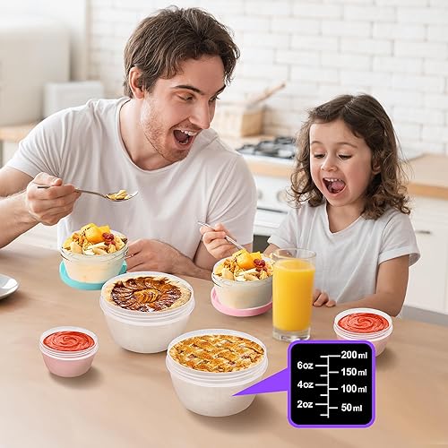 Miniatura 6 de Paquete de 16 recipientes de almacenamiento de alimentos de varios tamaños con tapas, 2 onzas, 5 onzas, 10 onzas, 18 onzas), irrompibles sin BPA,