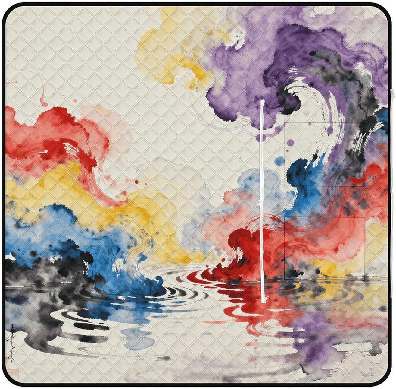 Flowing Color Picnic Blanket with Zipper Water Resistant Sand Free Picnic Mat Washable Foldable Easy Carry Beach Blanket for Lawn Beach Hiking Camping