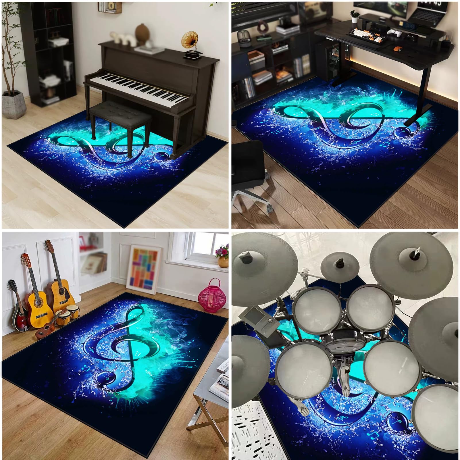 Tapis Batterie Acoustique Tapis de Tambour Insonorisé Tapis de Batterie électronique Tapis d'absorption Vibrations Tapis Batterie Tambour pour Basses Caisse Claire et Autres Instruments 140 x 120 cm