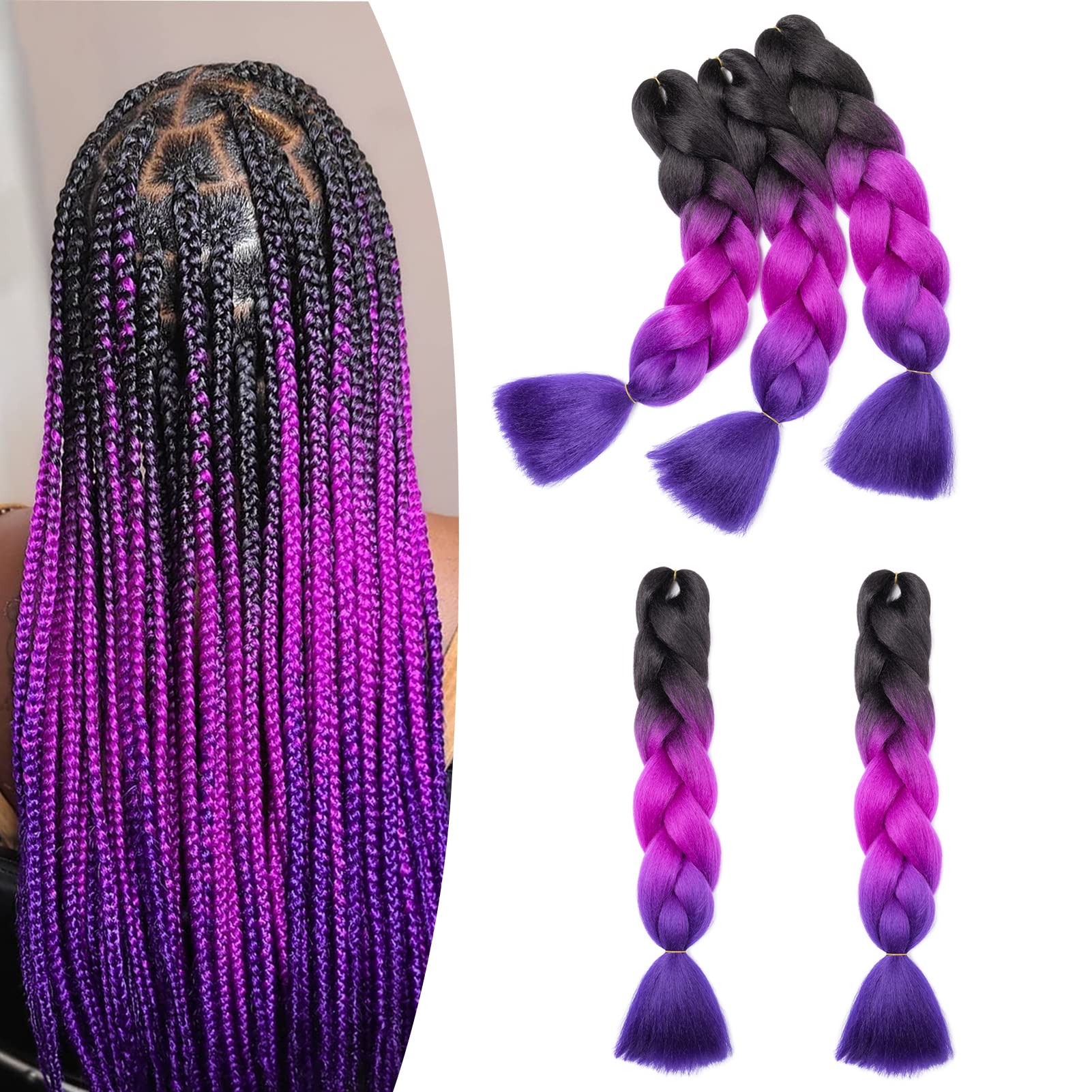 60cm Extensiones de Pelo Trenzas Africanas Castaño Oscuro Extensiones para Trenzas Africanas 1 pcs 100g Kanekalon Pelo para Trenzas Africanas Sintetico Extensiones de Trenzado Cabello Braiding — view 10