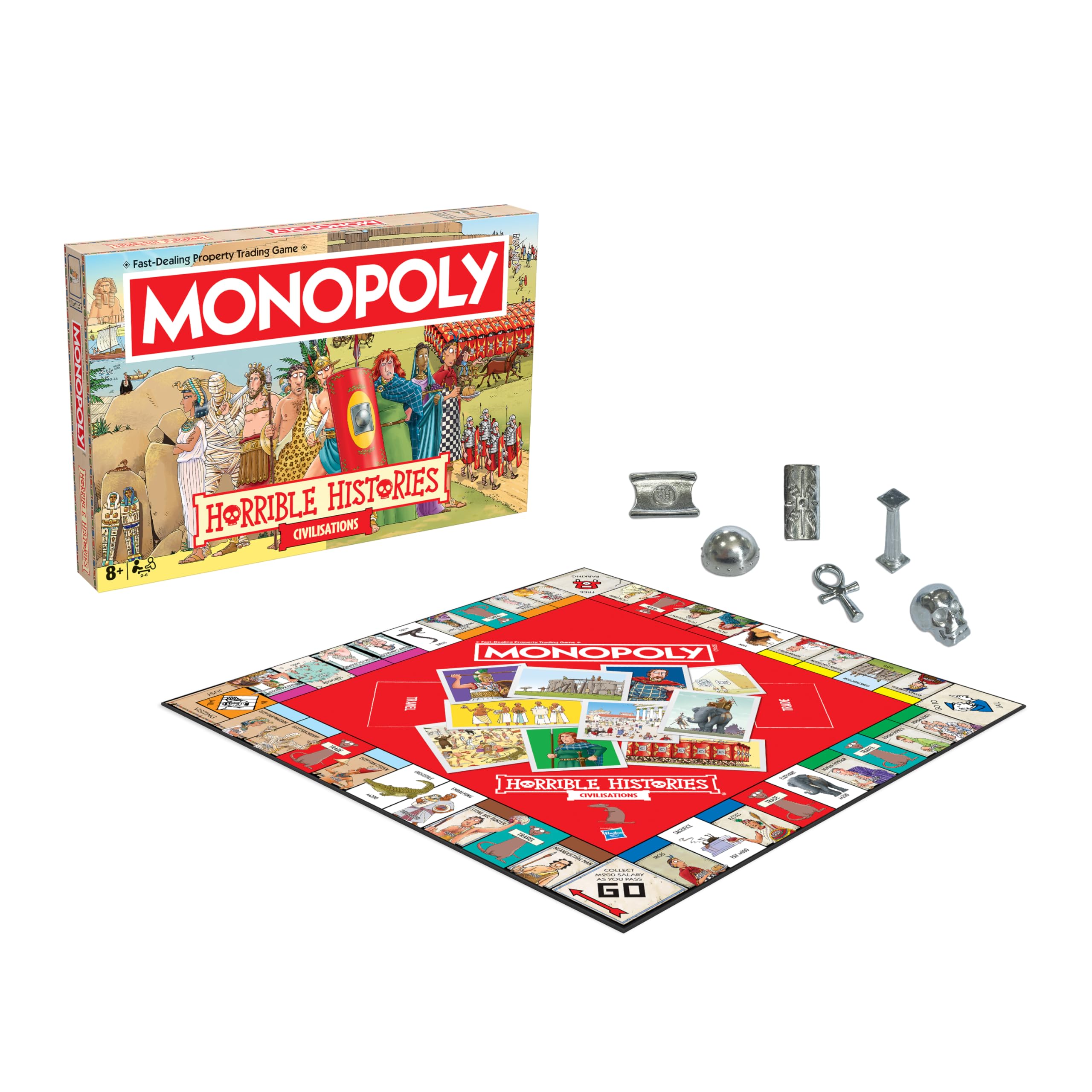 Winning Moves Horrible Histories Ancient Civilisations Monopoly juego de mesa clásico es perfecto para 2 a 6 jugadores y es un gran regalo para los fans de 8 años en adelante