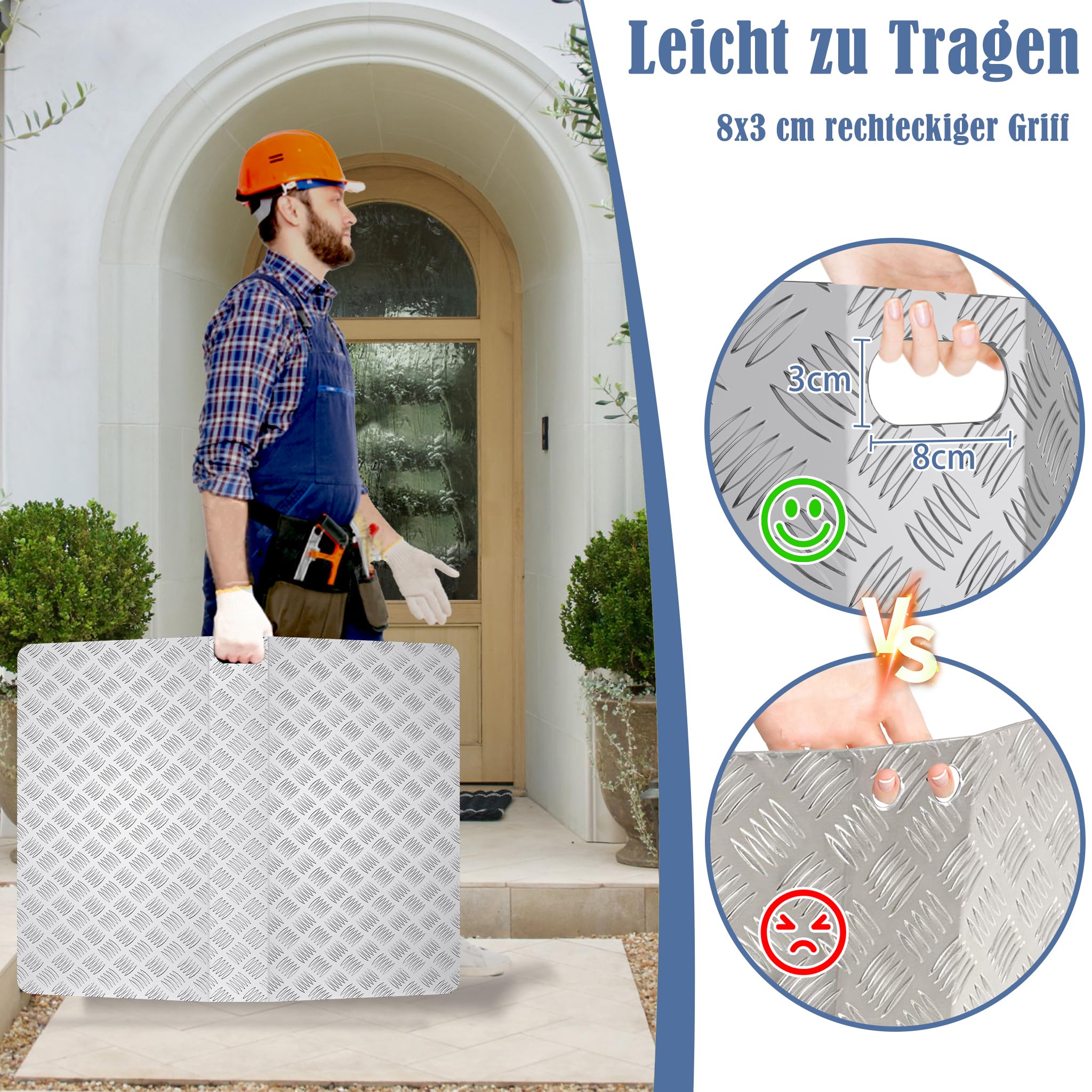 FIVMEN Rollstuhlrampe Türschwellenrampe aus Aluminium Rampe Rollstuhl Schwellenrampe Tragfähigkeit 270 kg Rampe Türschwelle bordsteinrampe, Hoch 10 cm Breite 100 cm