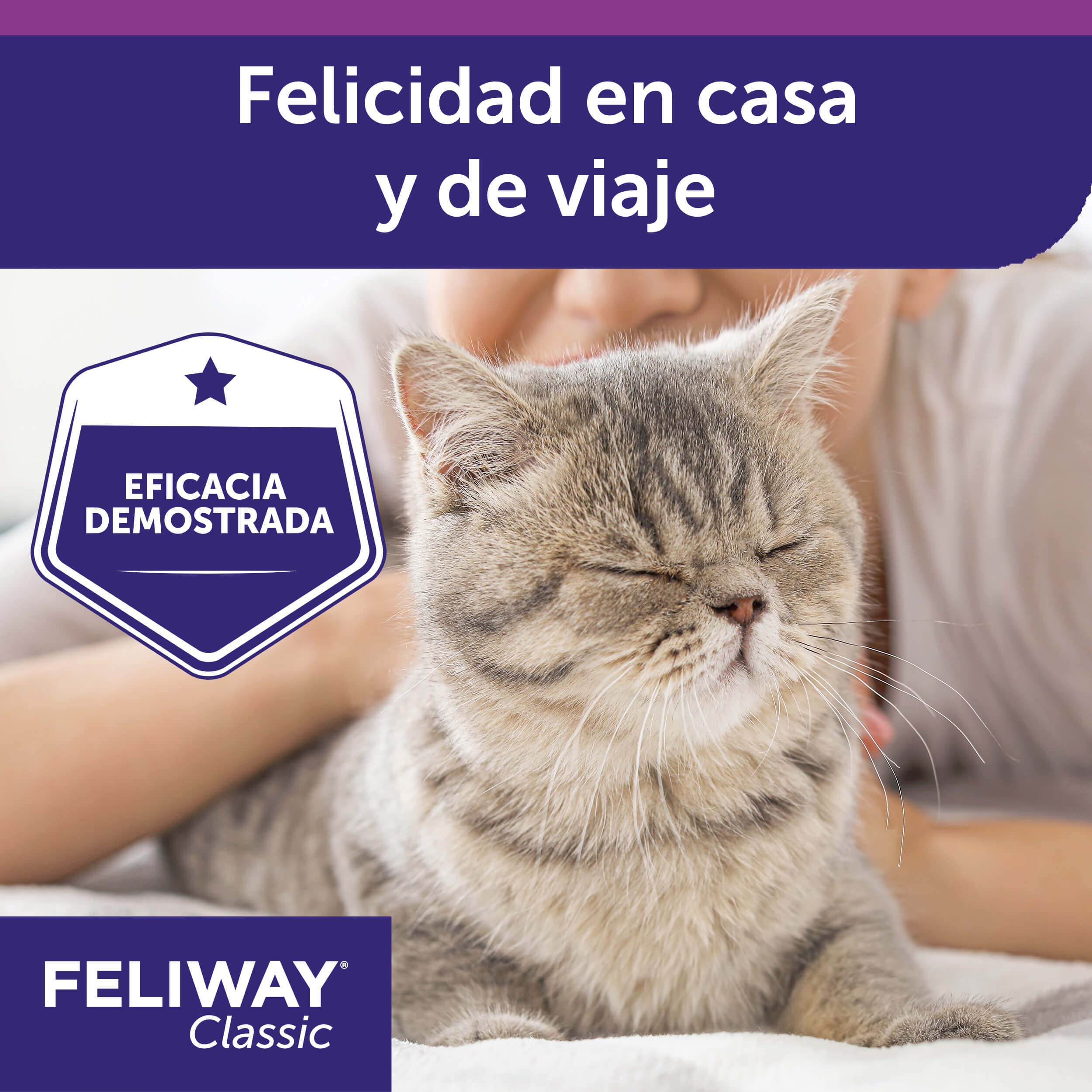 FELIWAY Classic Spray - Feromonas calmantes para gatos (20ml). Reduce los marcajes con orina y el estrés durante los viajes en transportín. Recomendado por veterinarios.