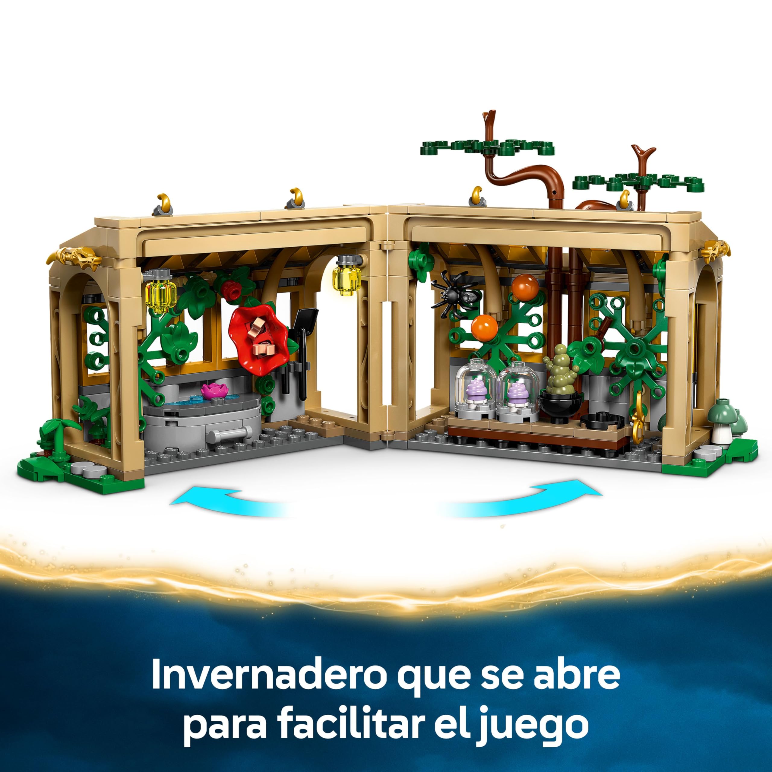 LEGO Harry Potter Castillo de Hogwarts: Clase de Herbología - Minifiguras de Neville Longbottom, Hermione Granger y Prof. Sprout - 3 Mandrágoras de Juguete - Regalo para Niñas y Niños de 8+ Años 76445