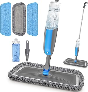 Spray Mop for Floor Cleaning, Microfiber Dust Hardwood Floor Mop, Wet Spray Mop for Wood Laminate Tile Vinyl Floor Home Kitchen Dry Flat Mop with 3 Washable Reusable Pads 1 Refillable Bottle