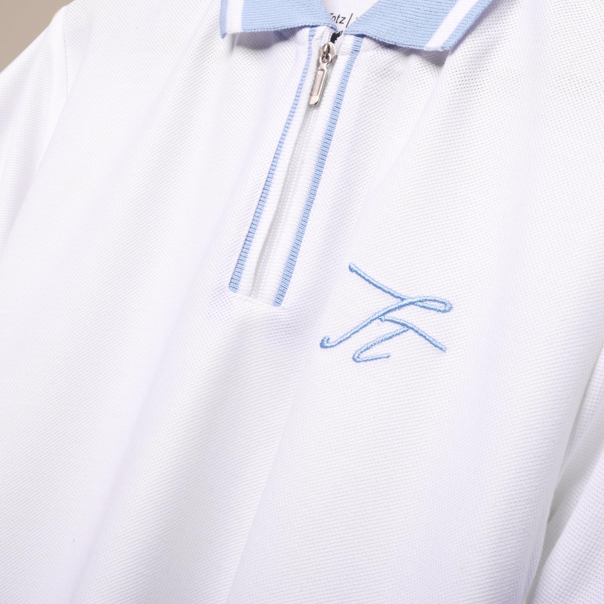 TotzTouch Boys Premium Polo Collar Tshirt with Stylish Zipper Closure White Color Age 13 Years to 14 Years - Image 2 thumbnail